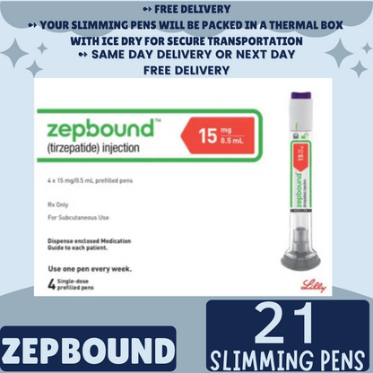 Zepbound Tirzepatide 2.5 mg Appetite Suppressant Pens for Weight Loss, From Package of 21 Pens, 2.5 mg, 5 mg, 7.5 mg, 10 mg, 12.5 mg, 15 mg, Ship from Philippines